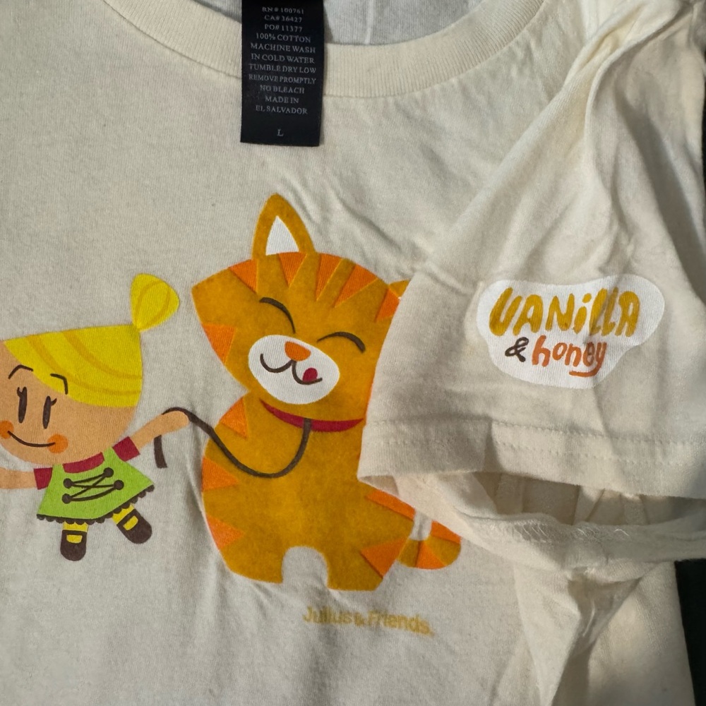 Paul Frank White Tee with Orange Cat and Yellow Character Graphic - Picture 6 of 11